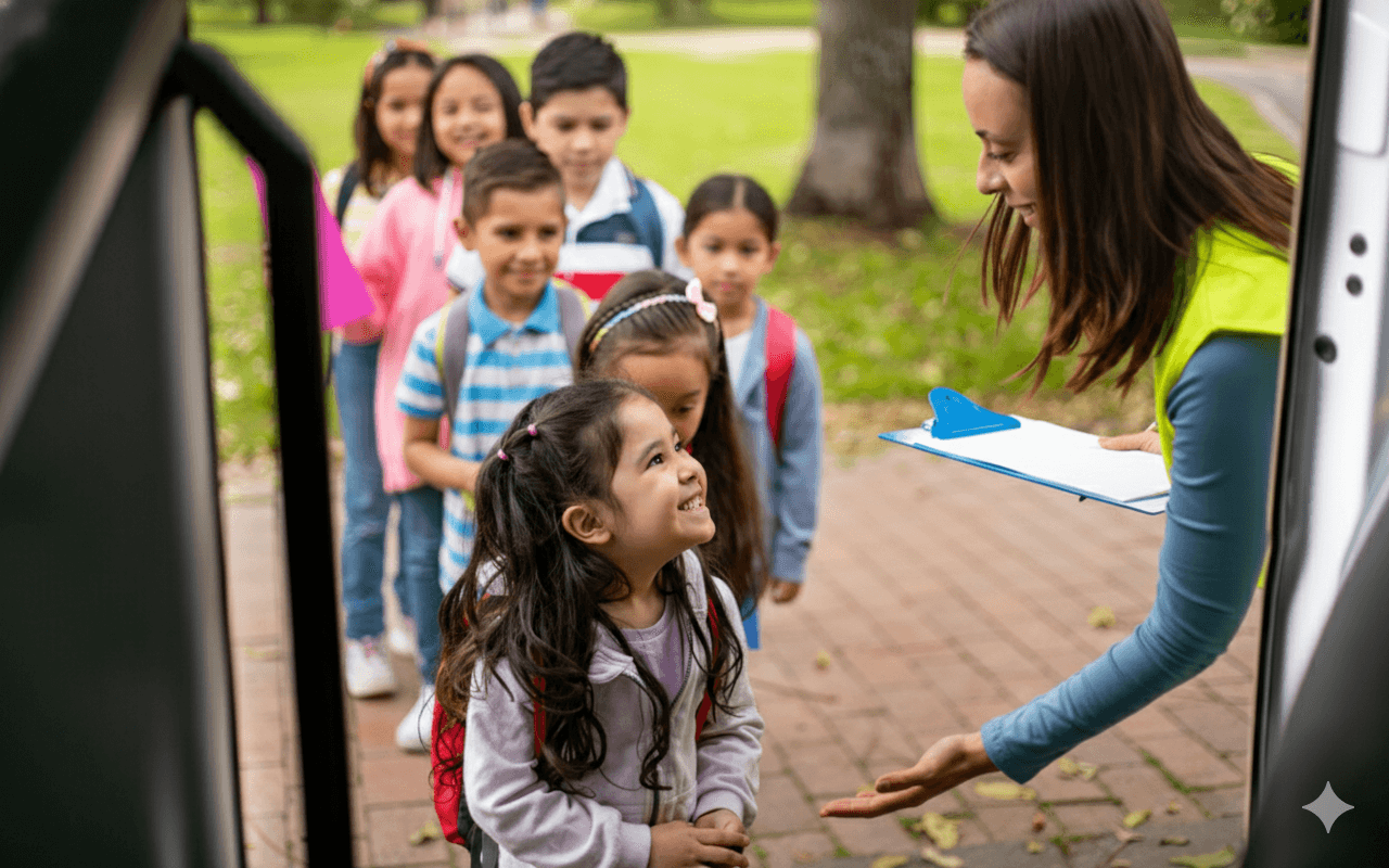 Children boarding school transport