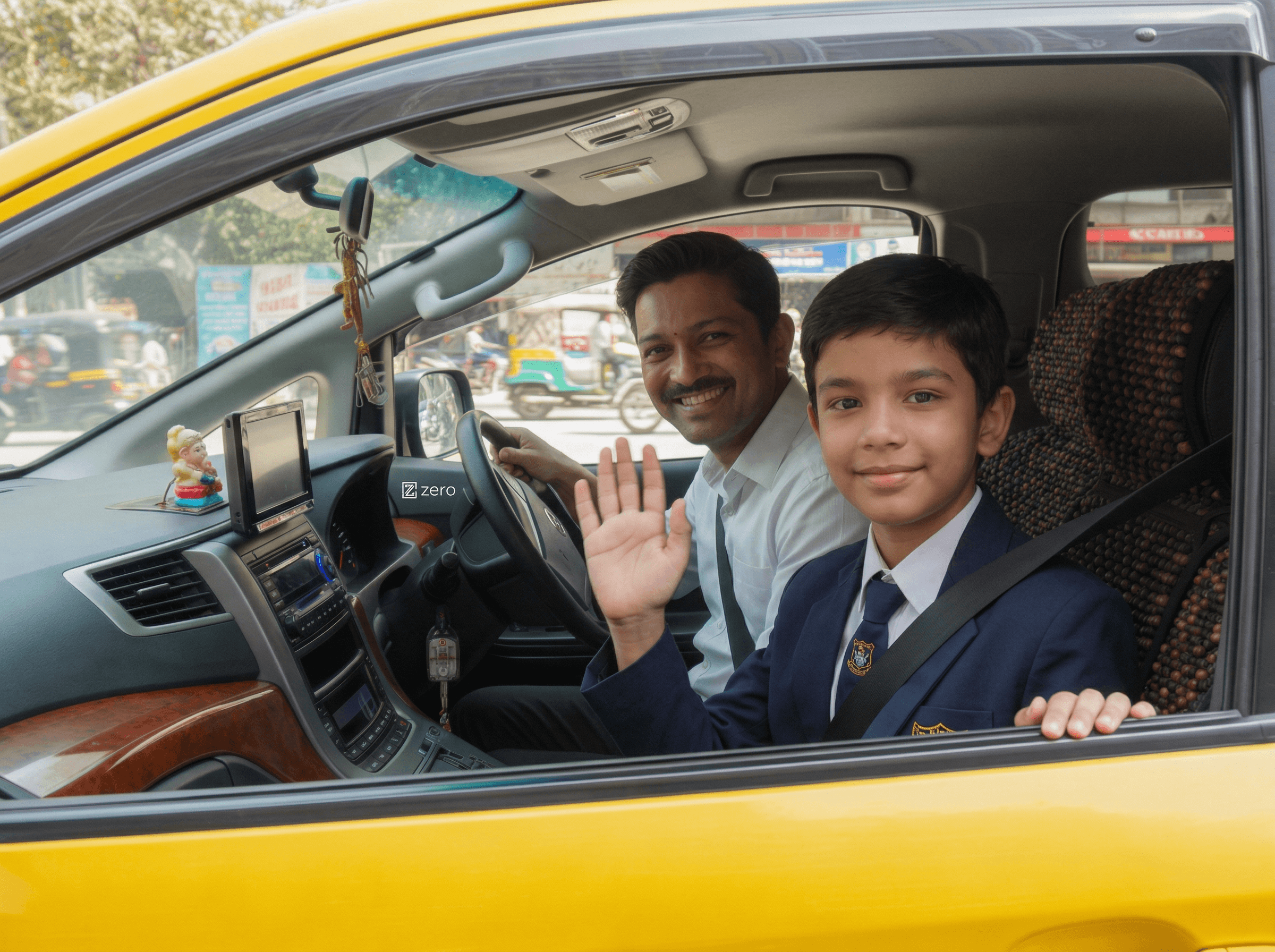 Parent and child in car